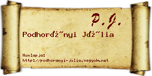 Podhorányi Júlia névjegykártya